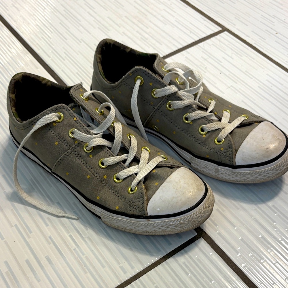 Converse Gray with Gold Stars